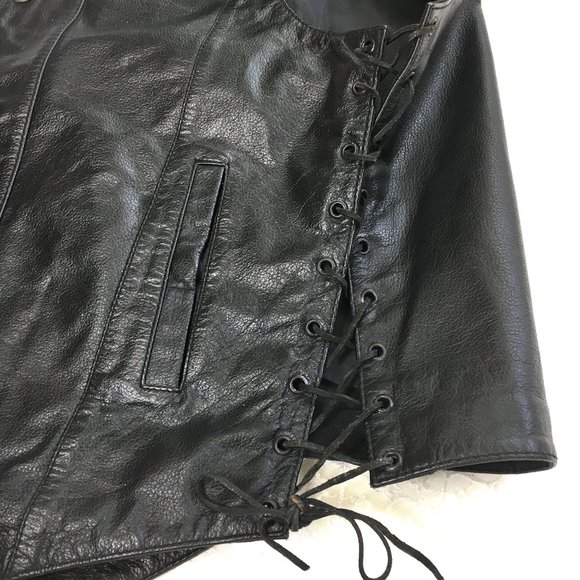FMC Moto Western Concealed Carry Leather Side Laced Vest Sz XL EUC Vtg - Picture 3 of 12